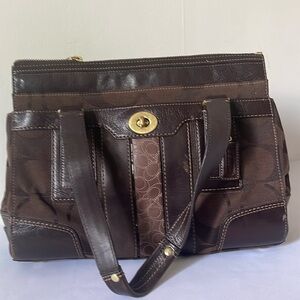 Coach Brown Canvas/Leather Handbag #D0773-11071